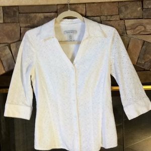 Nine West white eyelet blouse